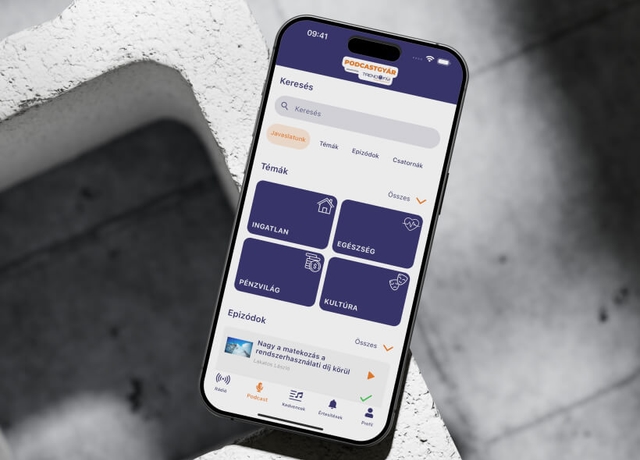 Podcastgyár TrendFM rádió streaming app főképernyő iOS