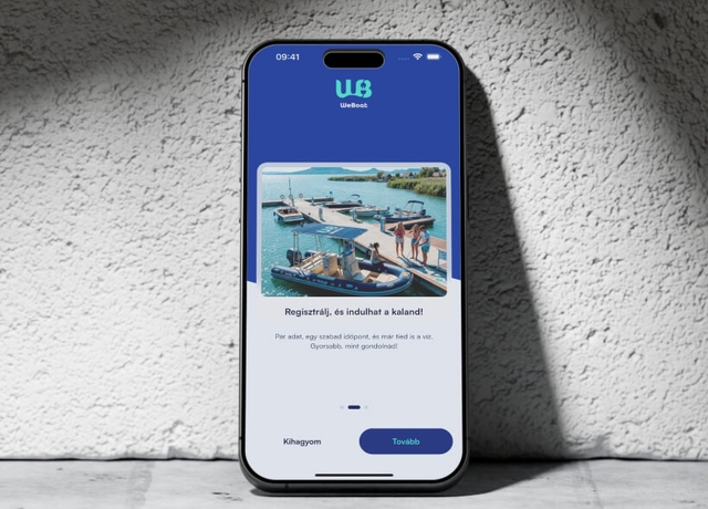 WeBoat hajóbérlő app foglalási folyamat iOS képernyő